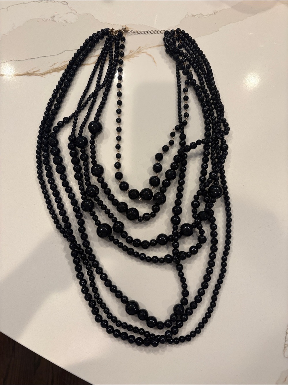 Black Beaded Statement Necklace - Women Jewelry